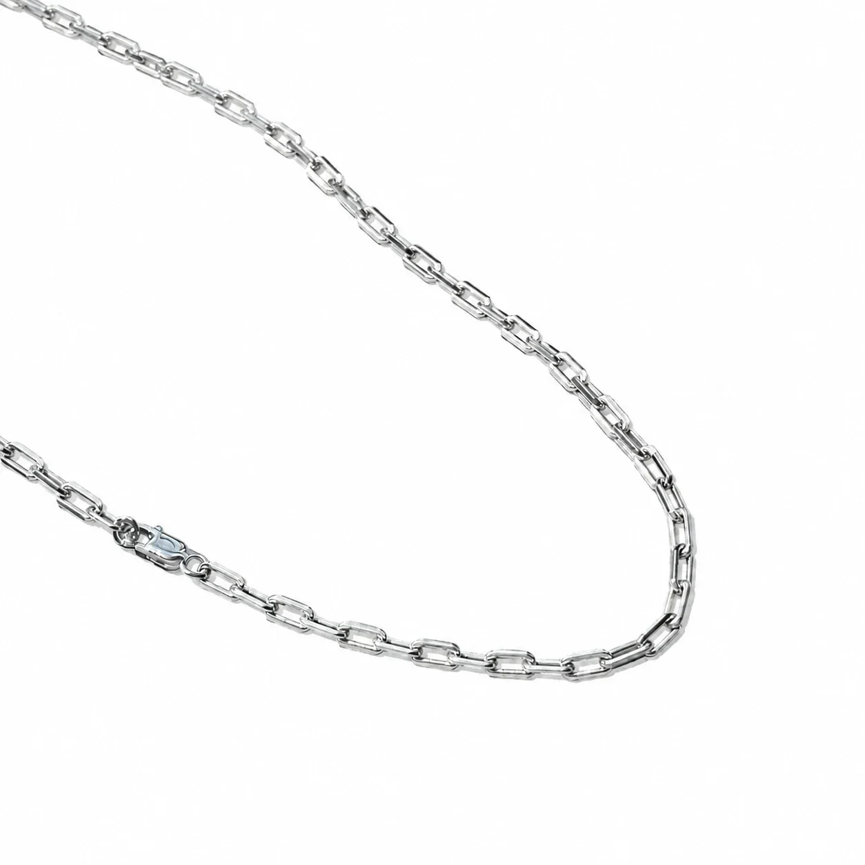 Elongated 925 Sterling Silver Paperclip Link Chain Necklace