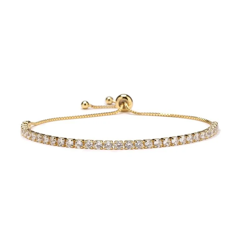 Refined 925 Sterling Silver Prong-Set Square CZ Slider Bracelet