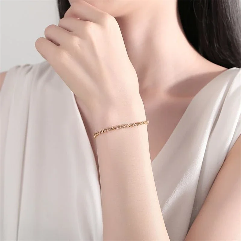 Refined 925 Sterling Silver Prong-Set Square CZ Slider Bracelet