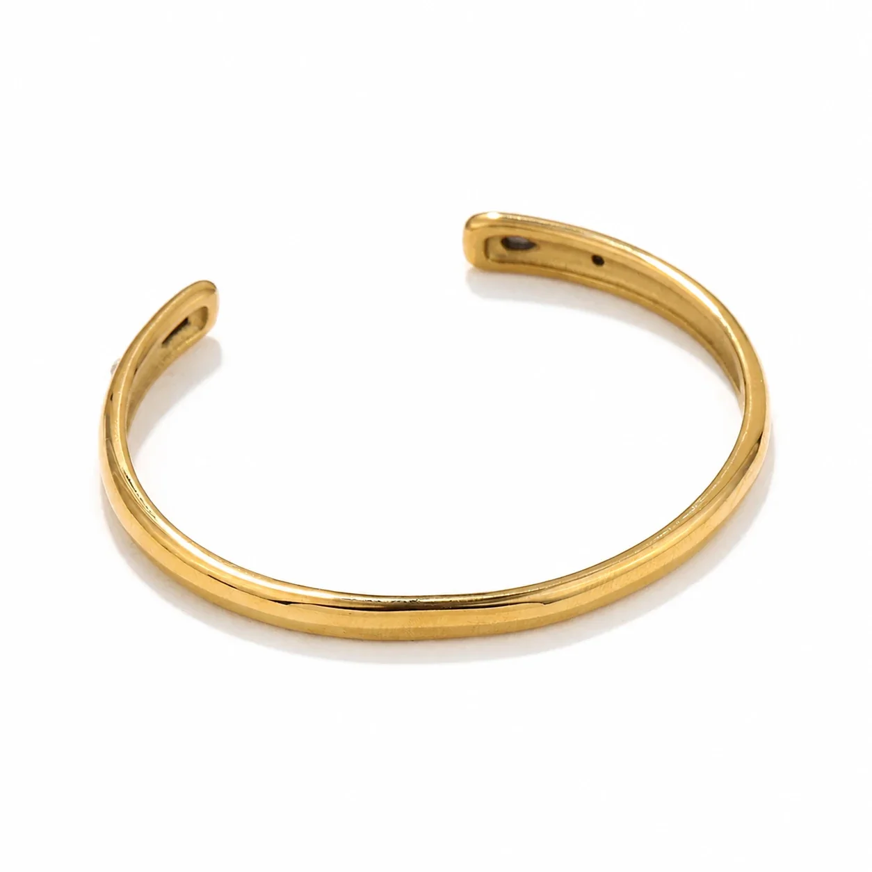 Sculptural Gold-Plated Stainless Steel Crossover Open Cuff Bangle