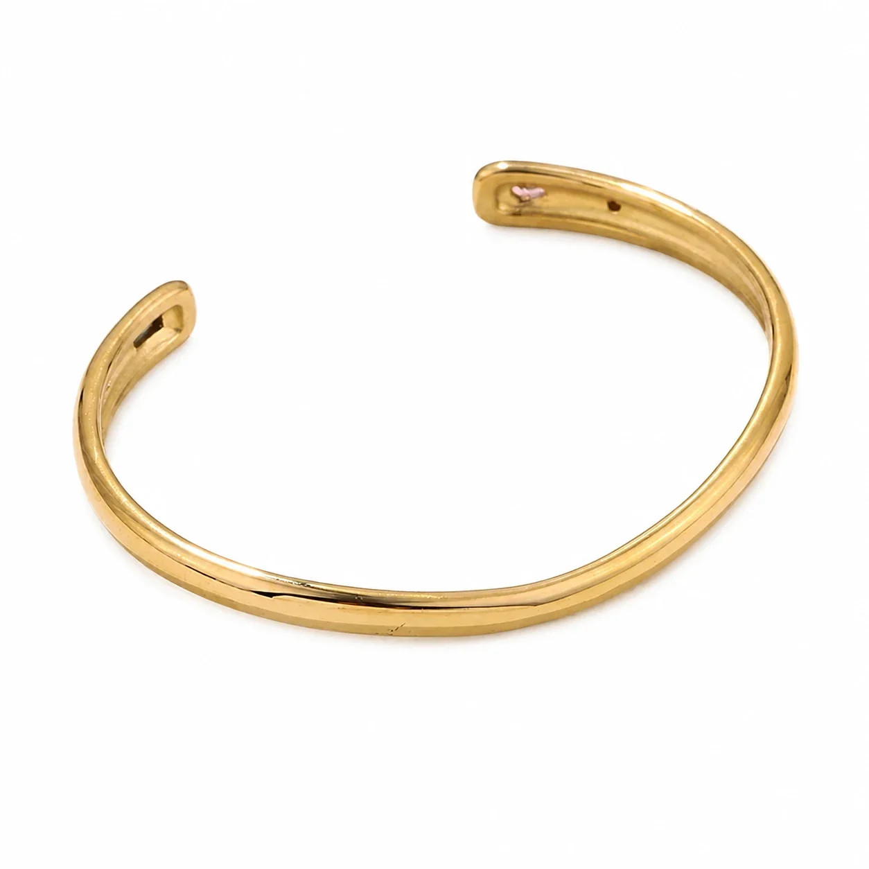 Sculptural Gold-Plated Stainless Steel Crossover Open Cuff Bangle