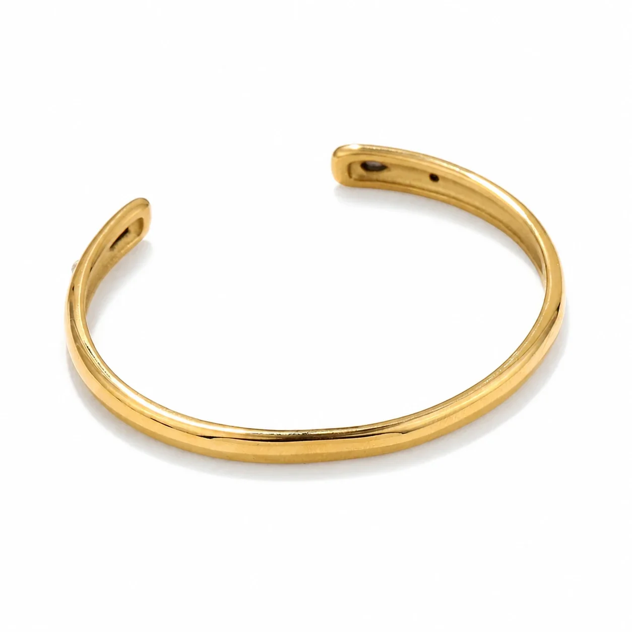 Sculptural Gold-Plated Stainless Steel Crossover Open Cuff Bangle - Gold Double Bar