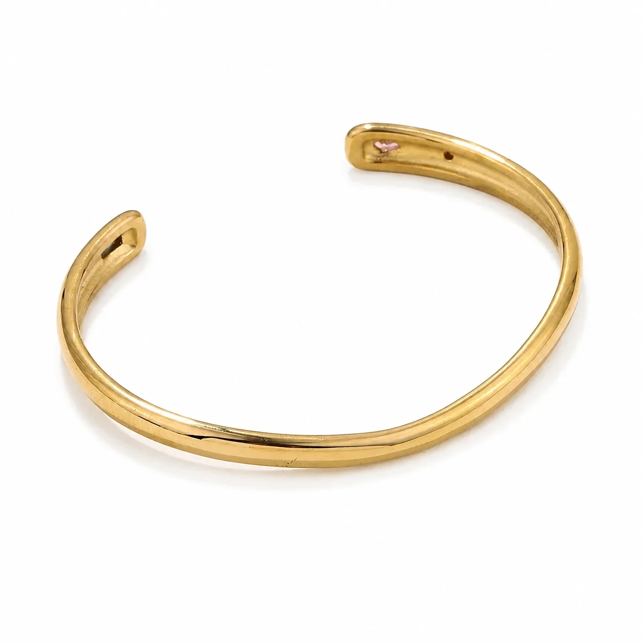 Sculptural Gold-Plated Stainless Steel Crossover Open Cuff Bangle - Gold Slim Open