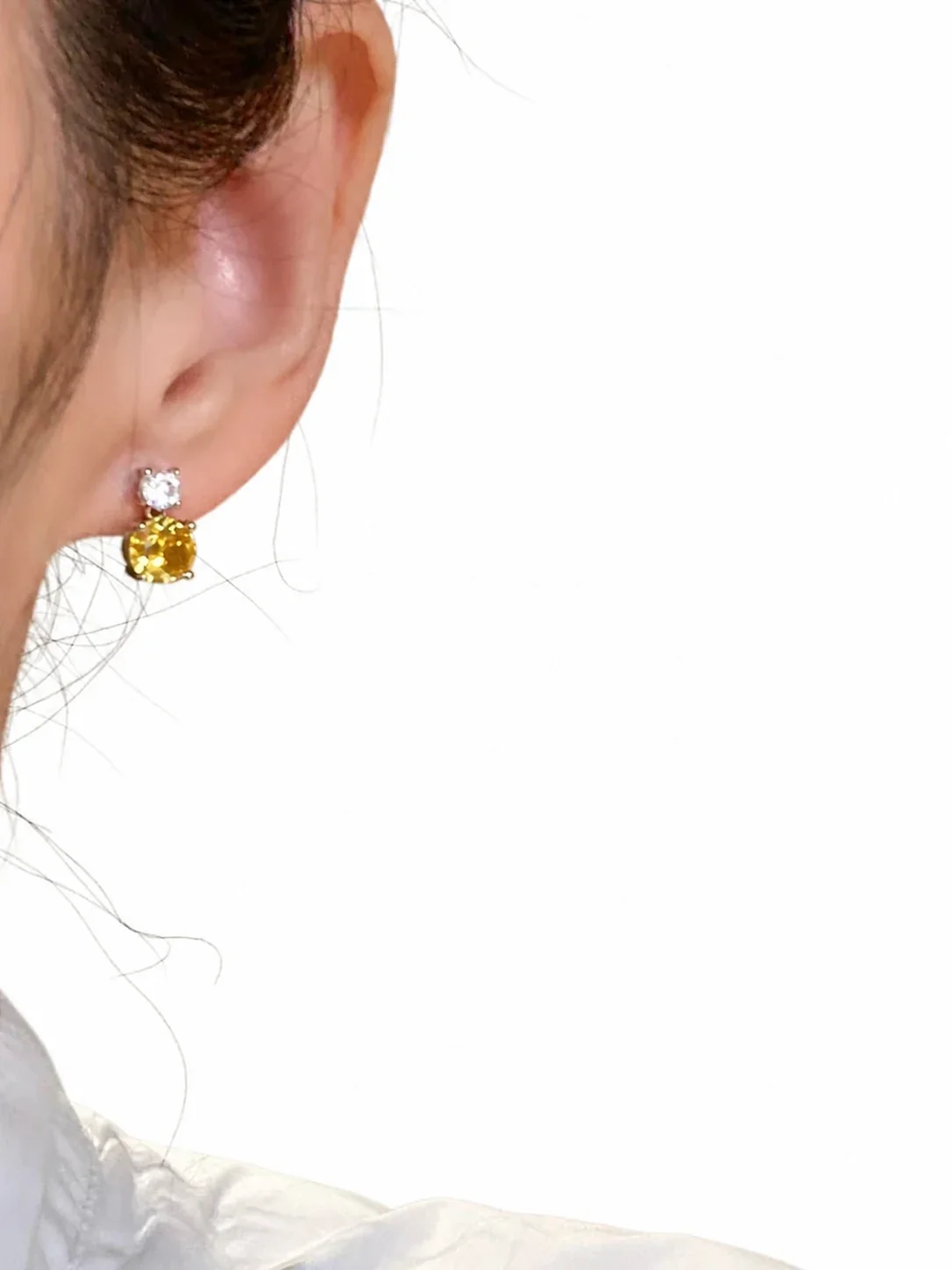 Radiant Gold-Plated Round CZ Drop Copper Stud Earrings