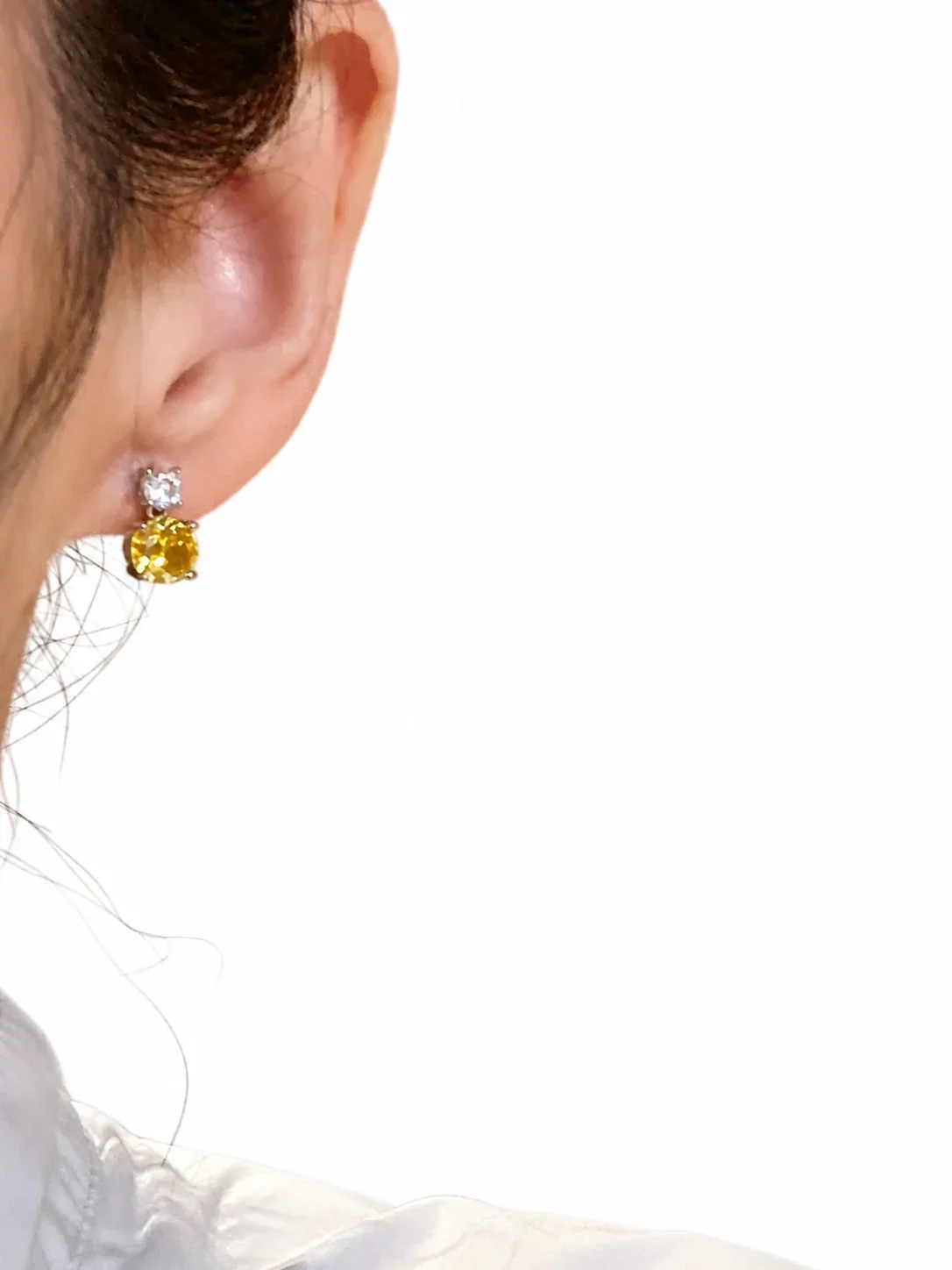 Radiant Gold-Plated Round CZ Drop Copper Stud Earrings
