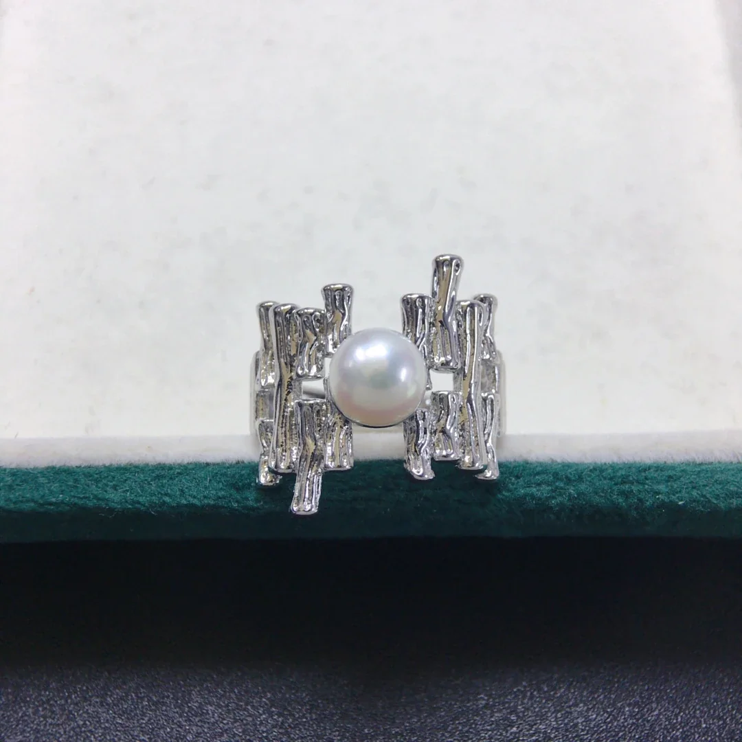 Sculptural Gold-Plated Bar Cage Freshwater Pearl Ring