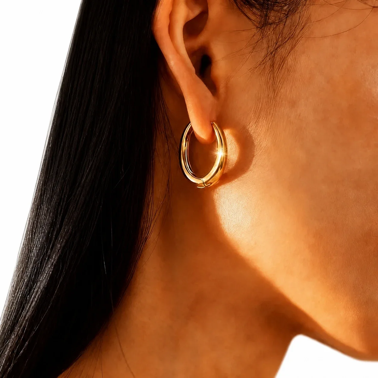 Sculptural Dome Stainless Steel Hinged Hoop Earrings