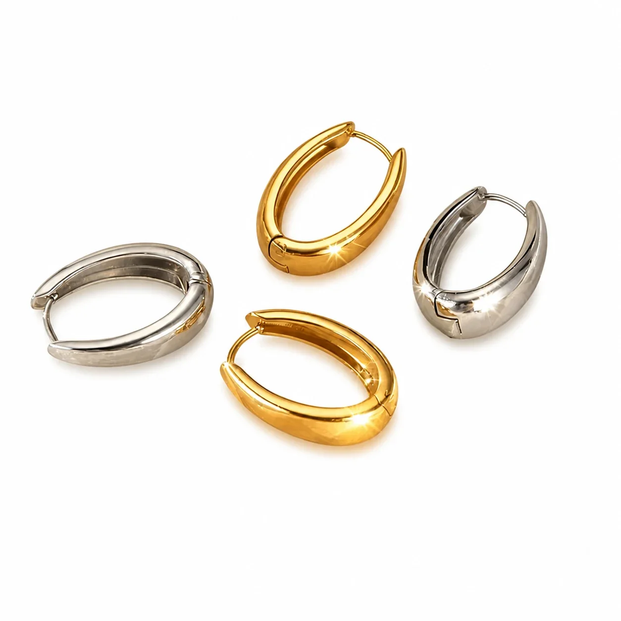 Sculptural Dome Stainless Steel Hinged Hoop Earrings