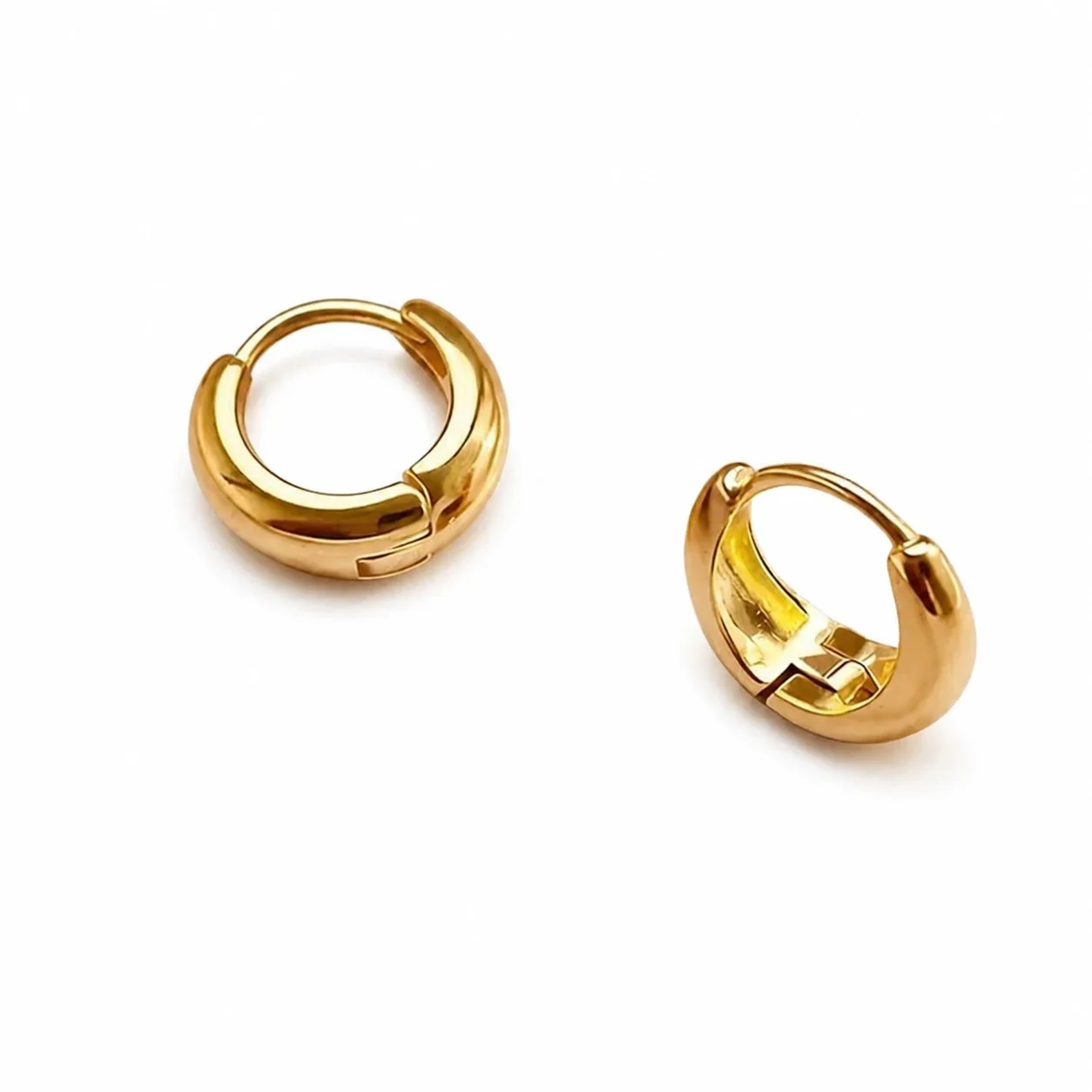 Sculptural Dome Stainless Steel Hinged Hoop Earrings