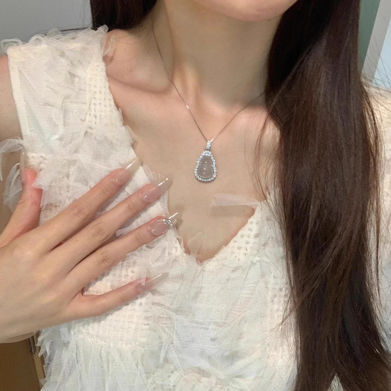 Luminous 925 Sterling Silver Halo Gourd Pendant Necklace
