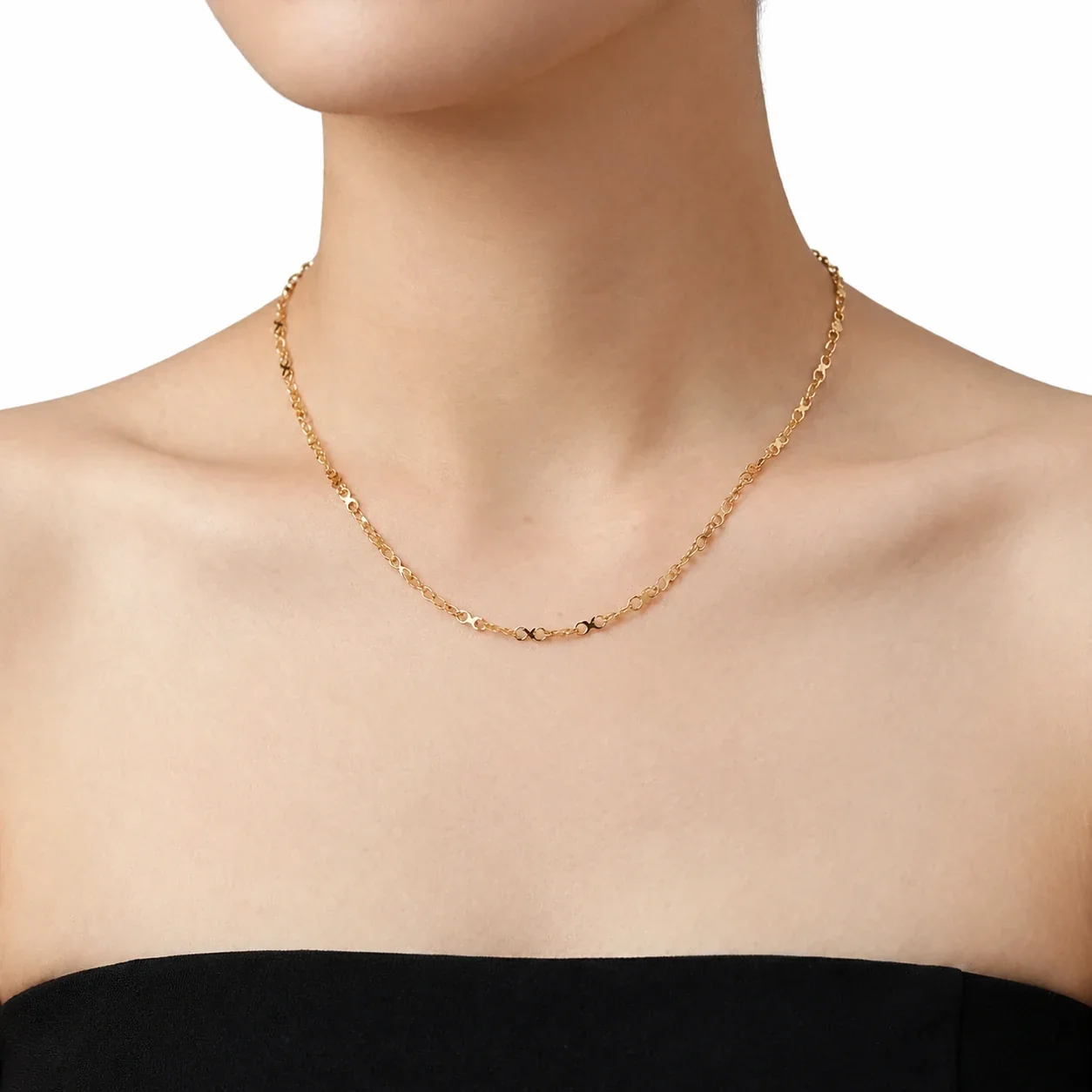 Delicate 925 Sterling Silver Figure-Eight Link Chain Necklace