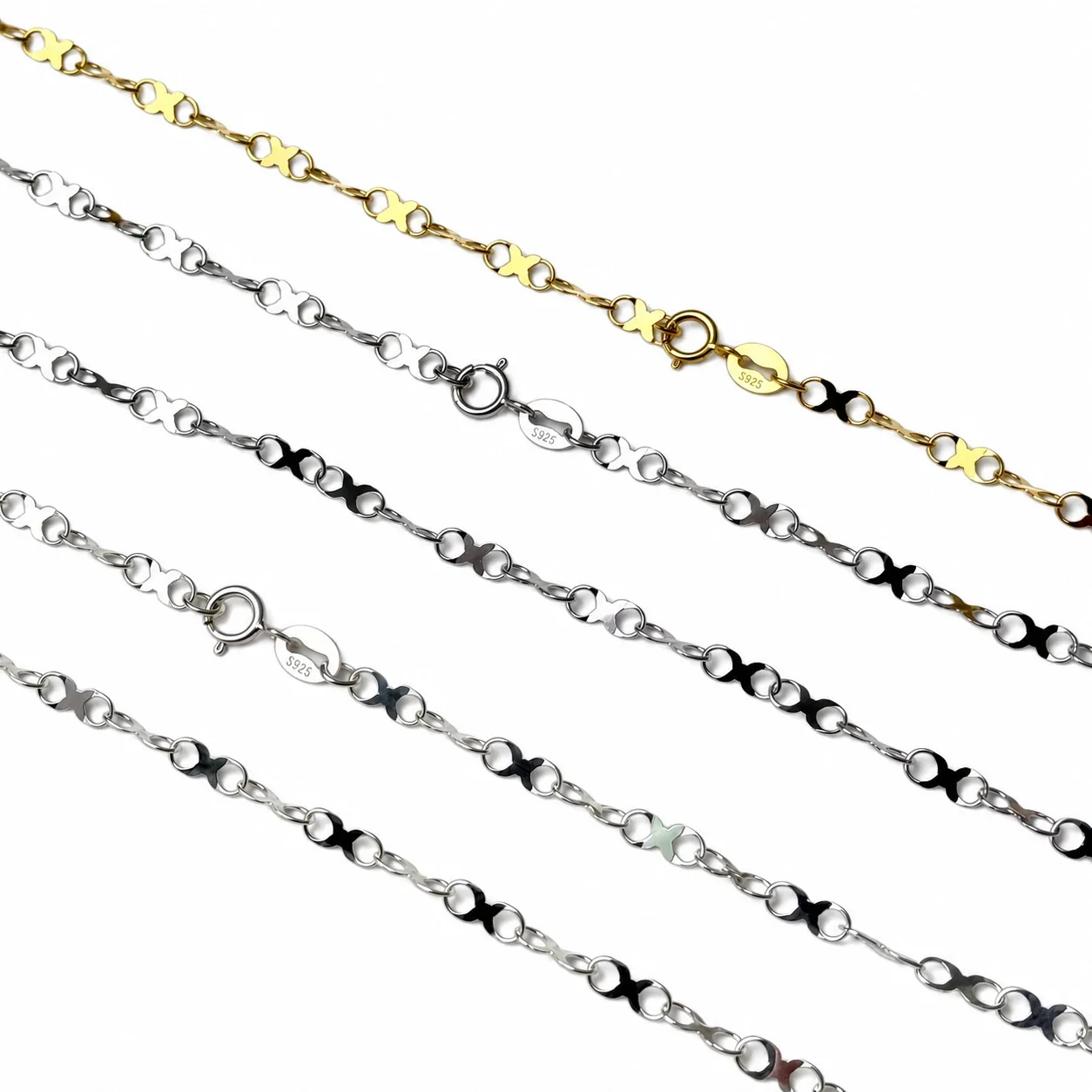 Delicate 925 Sterling Silver Figure-Eight Link Chain Necklace
