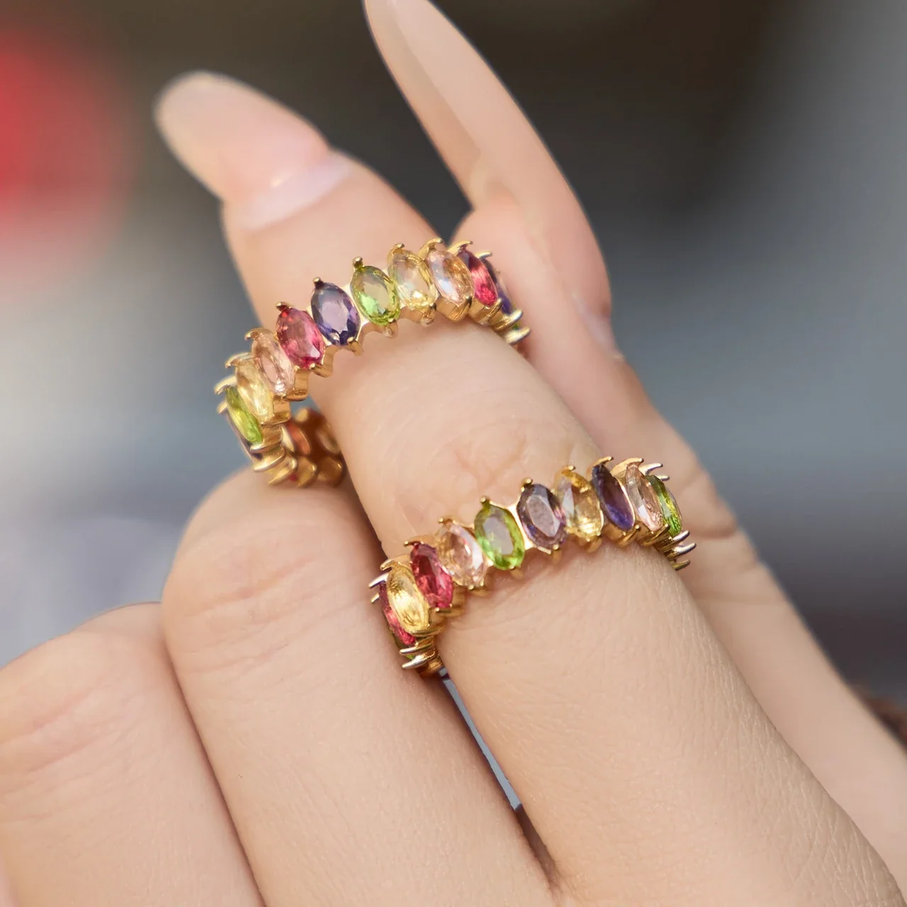 Radiant 18K Gold-Plated Stainless Steel Oval CZ Ring