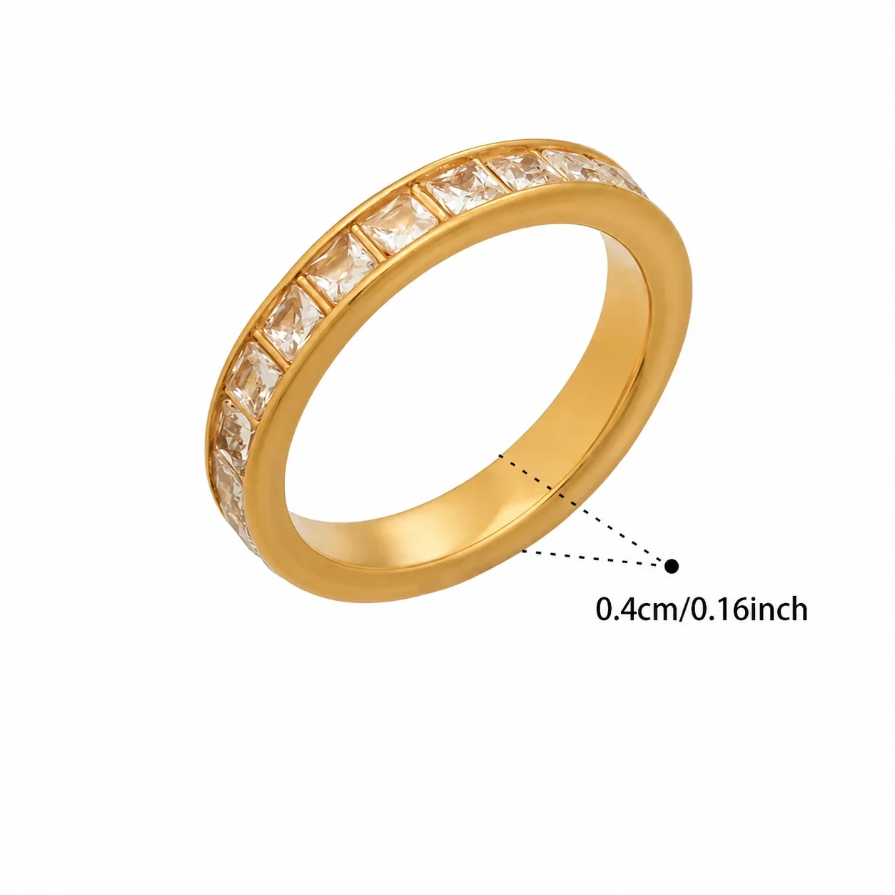 Radiant 18K Gold-Plated Stainless Steel Oval CZ Ring - Gold Channel CZ