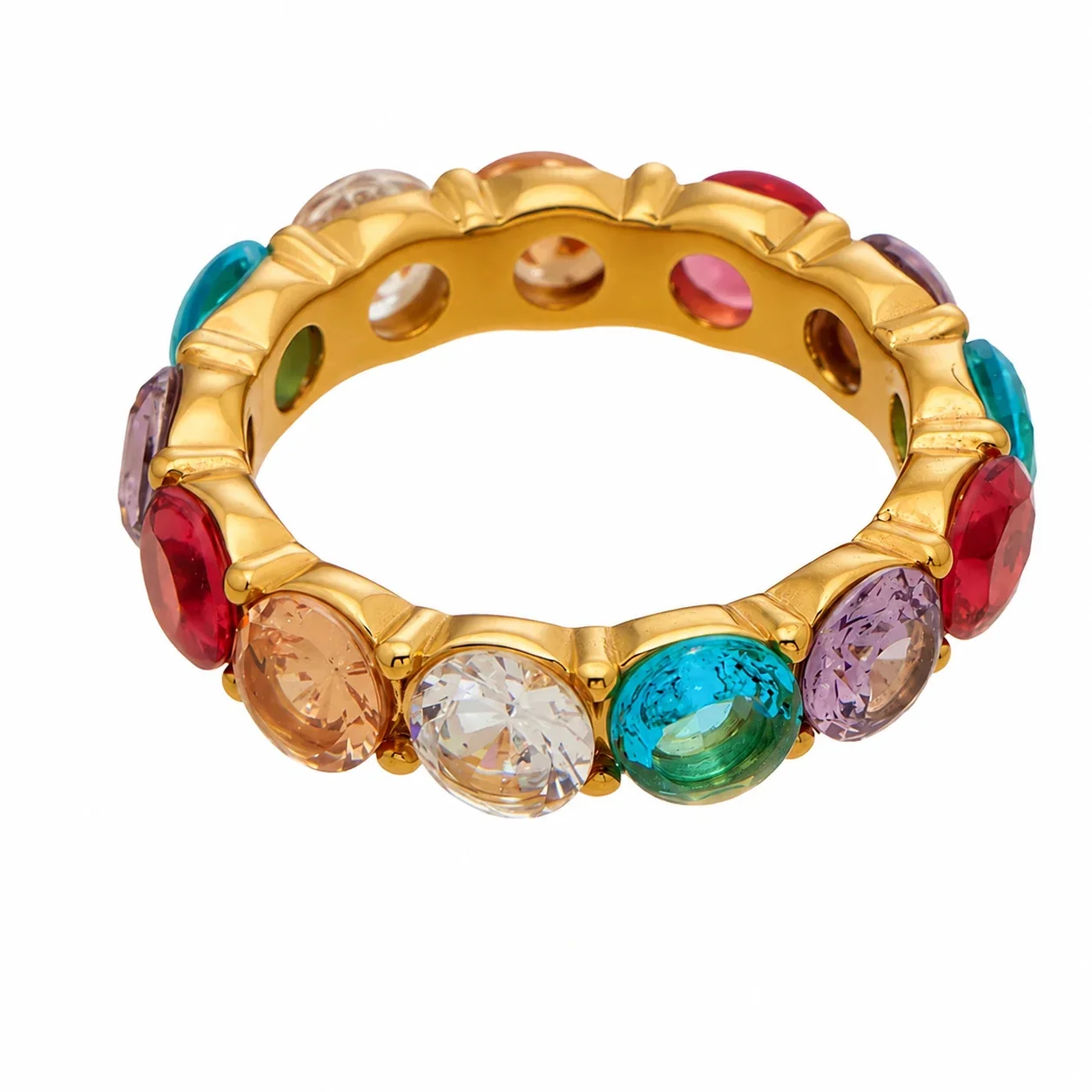 Radiant 18K Gold-Plated Stainless Steel Oval CZ Ring - Gold Oval CZ
