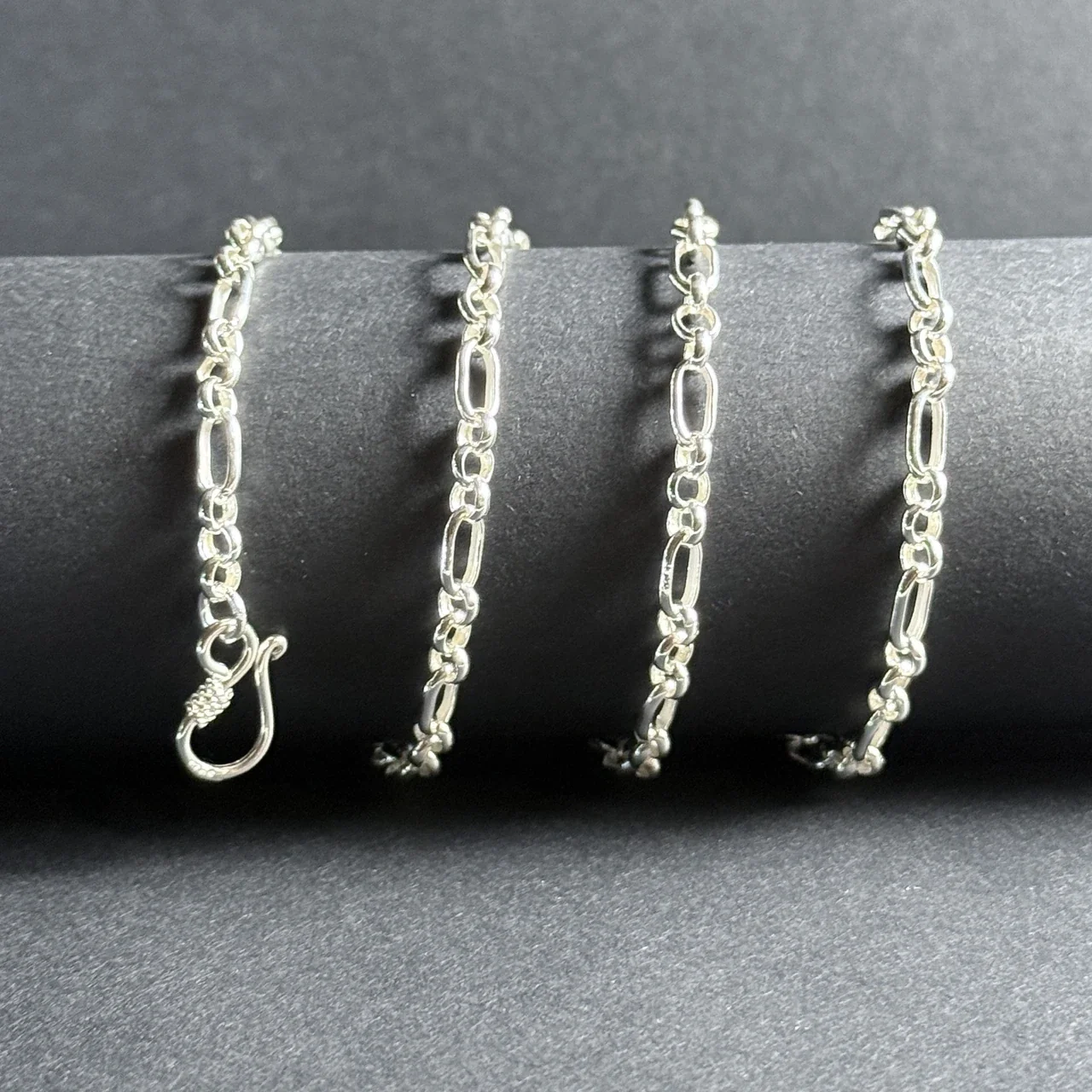 Polished 925 Sterling Silver Oval Paperclip Bead Chain Necklace
