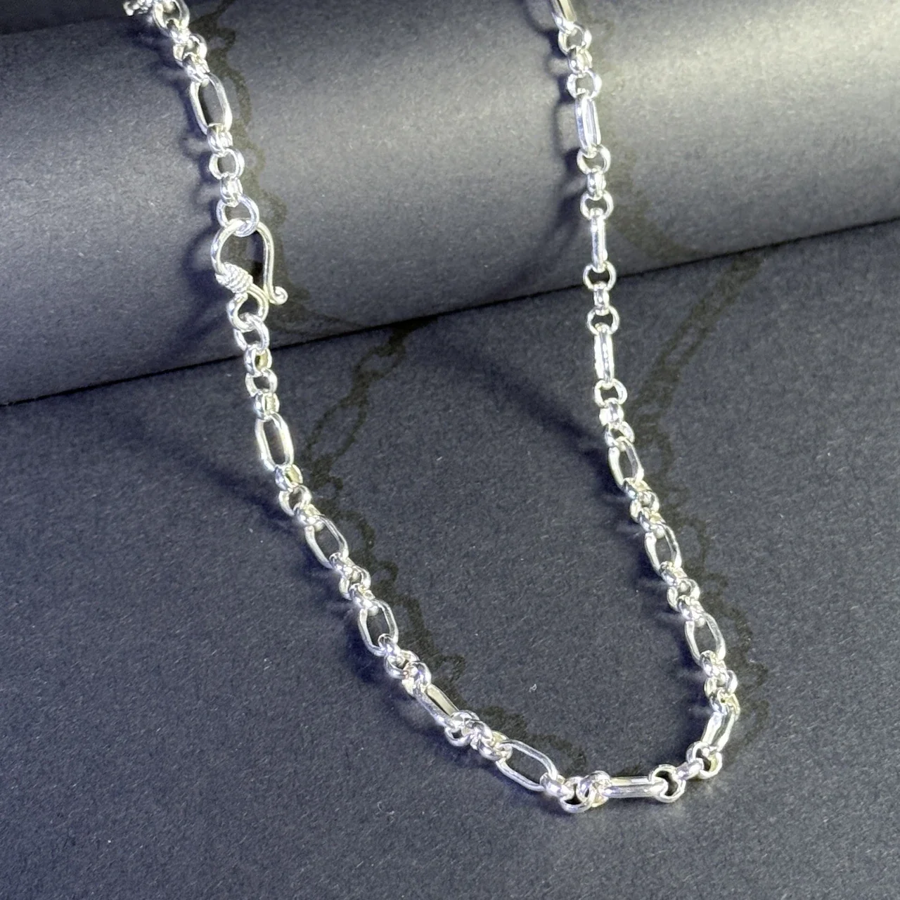 Polished 925 Sterling Silver Oval Paperclip Bead Chain Necklace