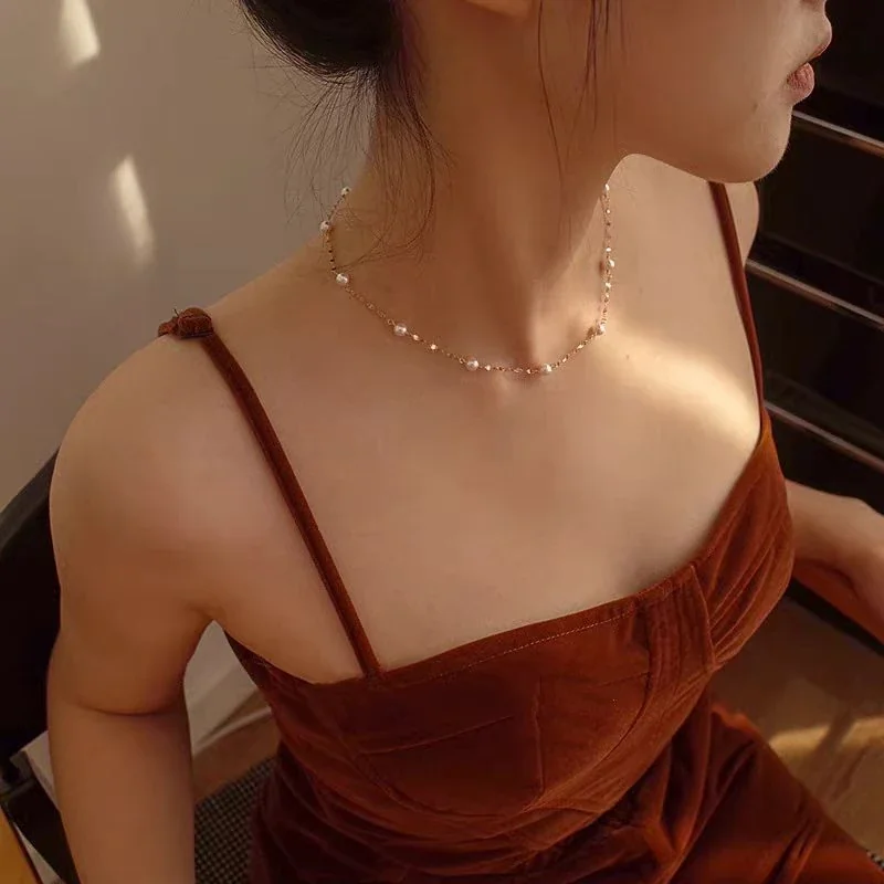 Delicate Gold-Plated Freshwater Pearl Bead Necklace