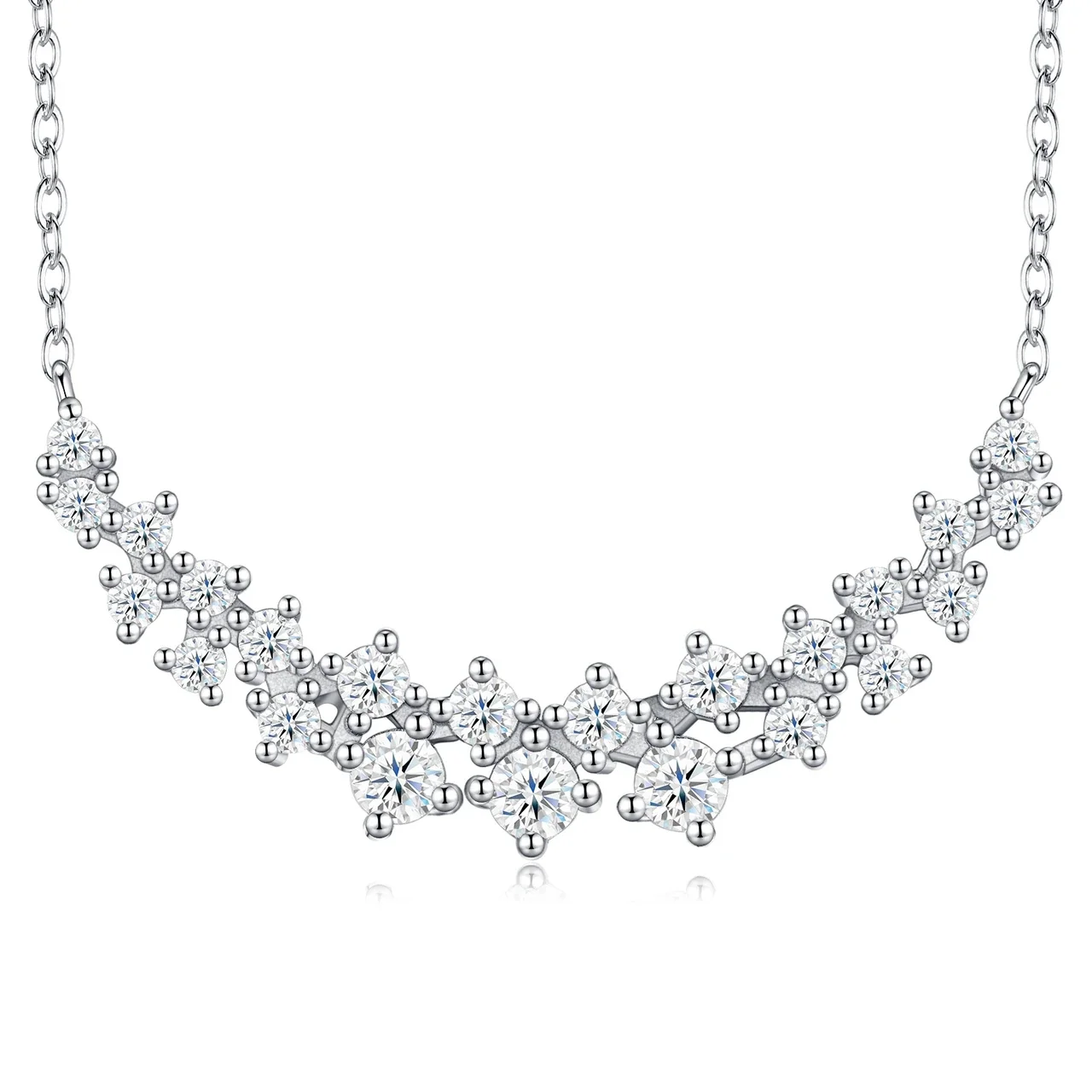 Radiant Cushion Halo 925 Sterling Silver Moissanite Necklace - Silver