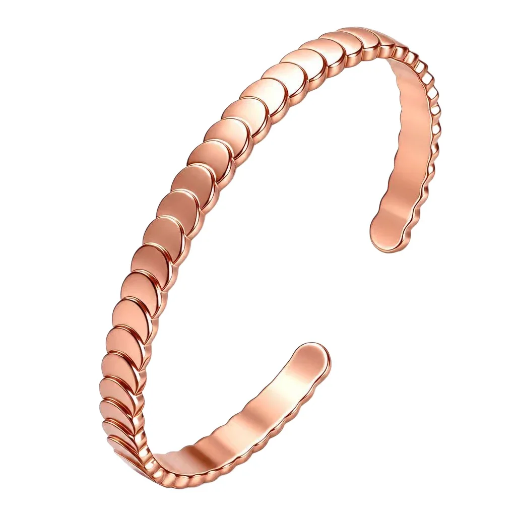 Scalloped Copper Open Cuff Bangle