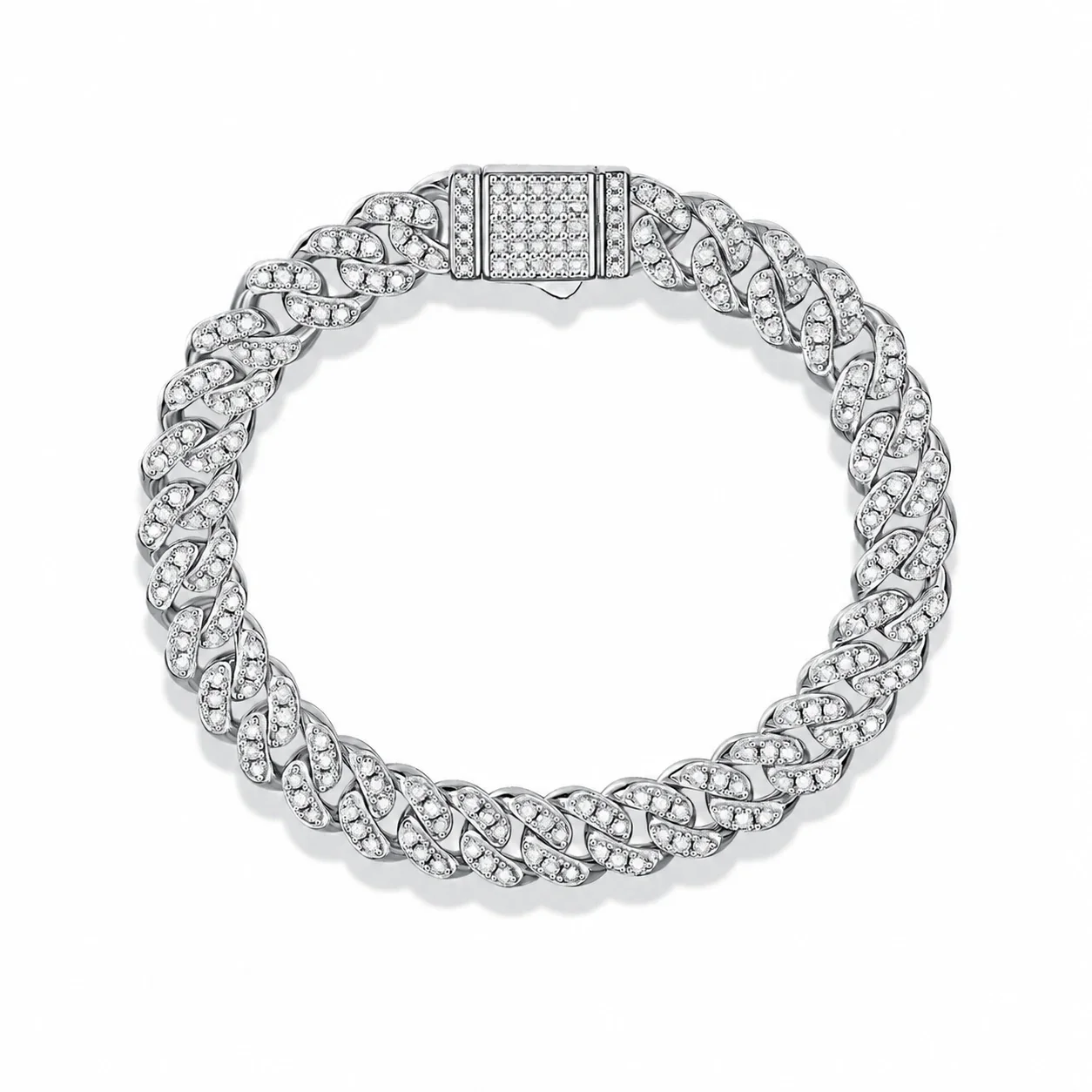 Radiant 925 Sterling Silver Pavé Cuban Link Bracelet