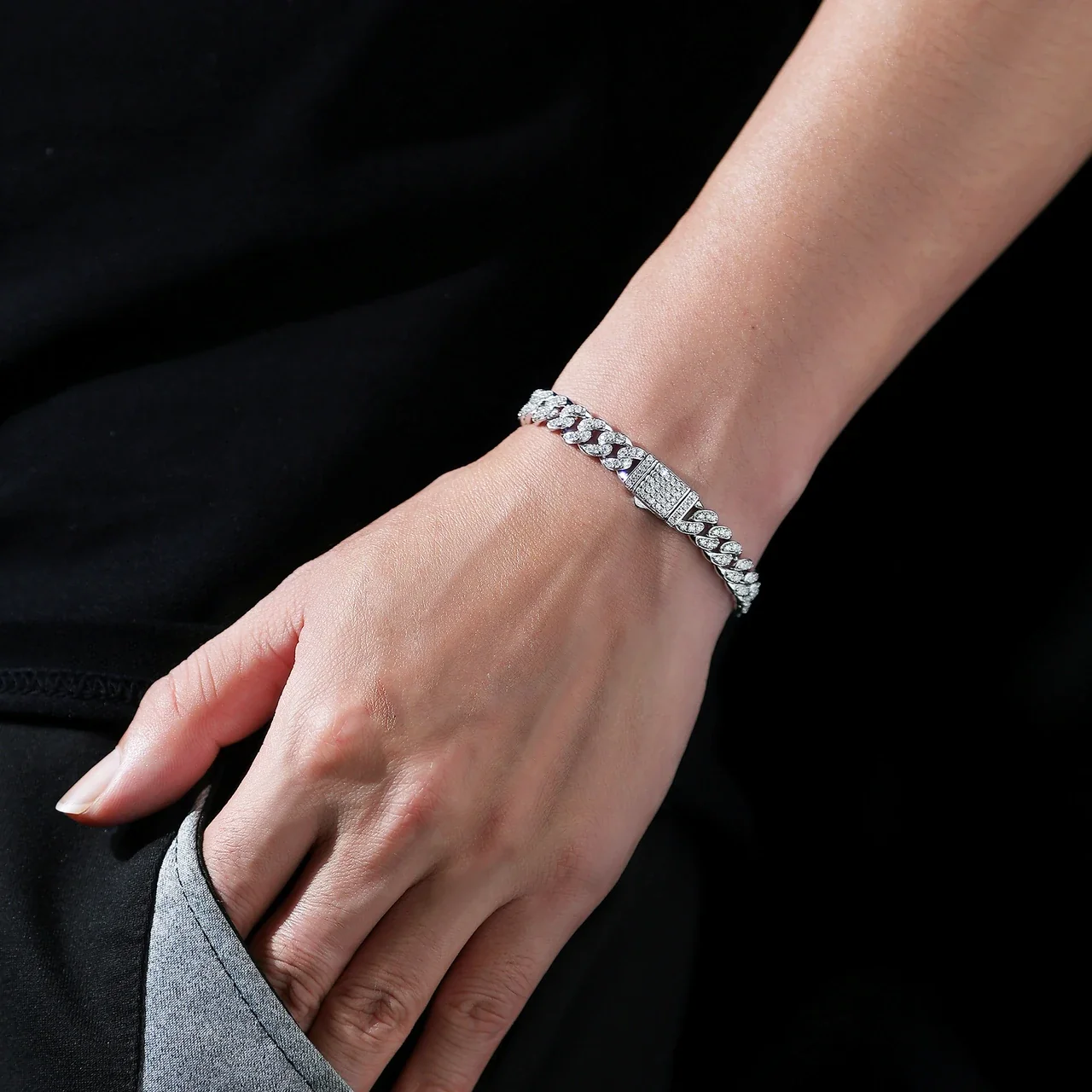 Radiant 925 Sterling Silver Pavé Cuban Link Bracelet