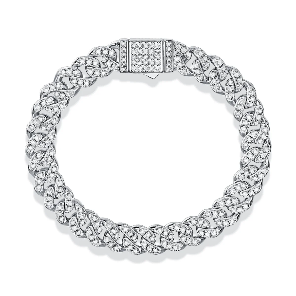 Radiant 925 Sterling Silver Pavé Cuban Link Bracelet - Silver