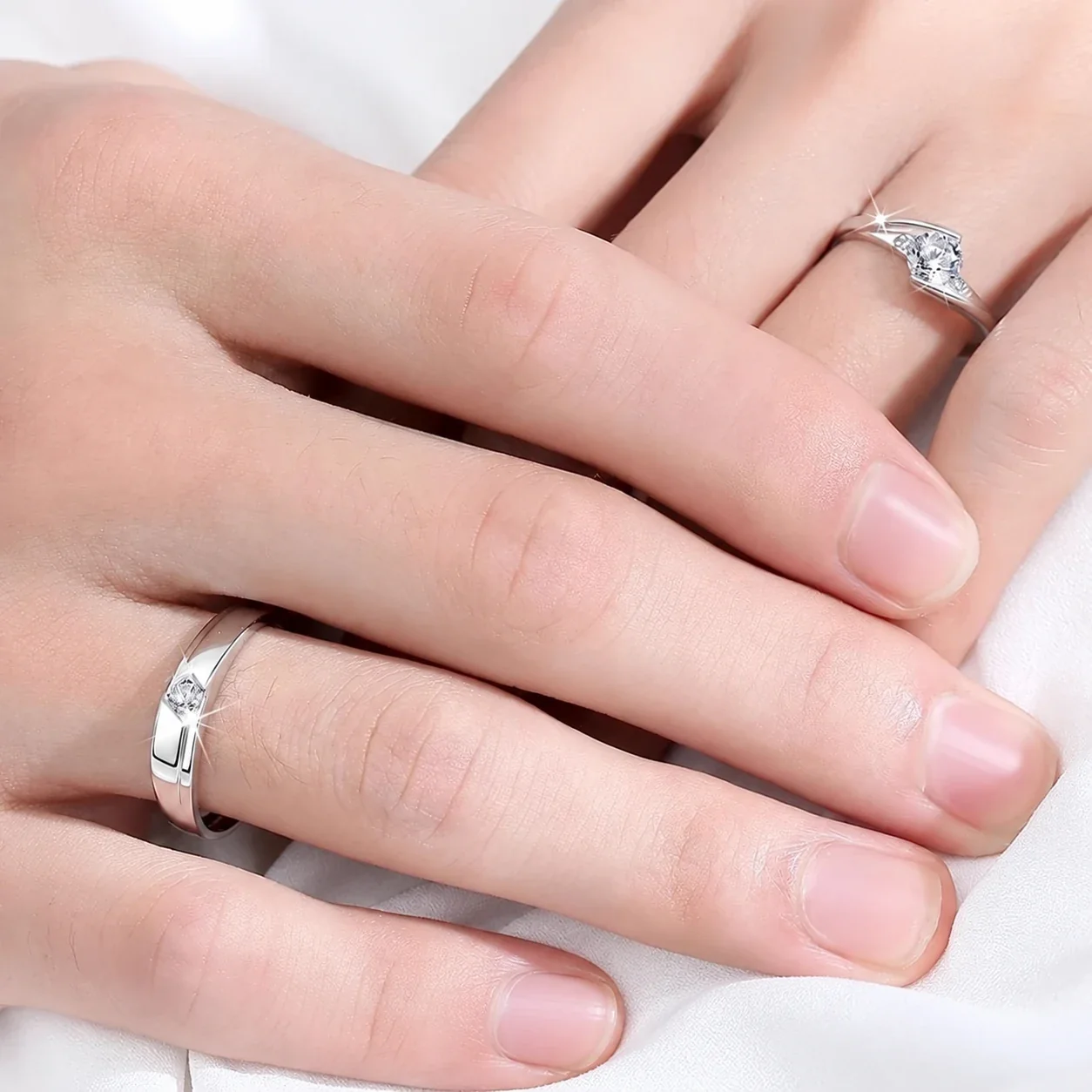 Sculpted 925 Sterling Silver Round Moissanite Split-Shank Ring