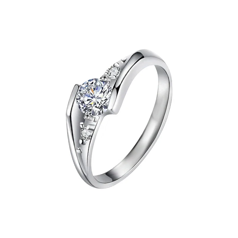 Sculpted 925 Sterling Silver Round Moissanite Split-Shank Ring - Women's 0.5 ct Silver