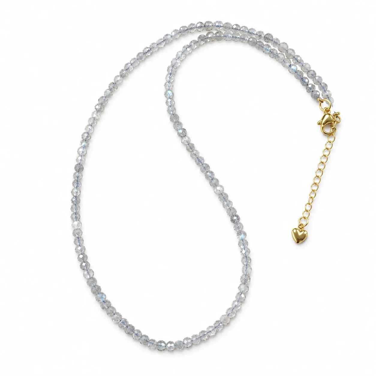 Luminous Faceted Crystal Bead Heart Charm Necklace