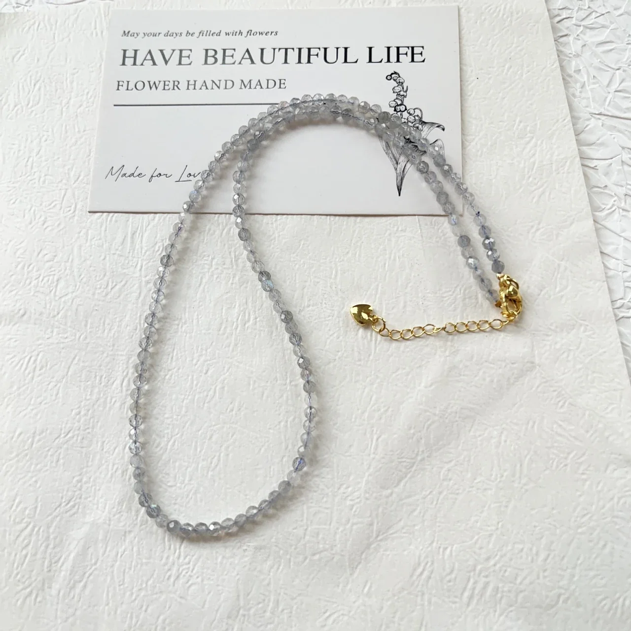 Luminous Faceted Crystal Bead Heart Charm Necklace