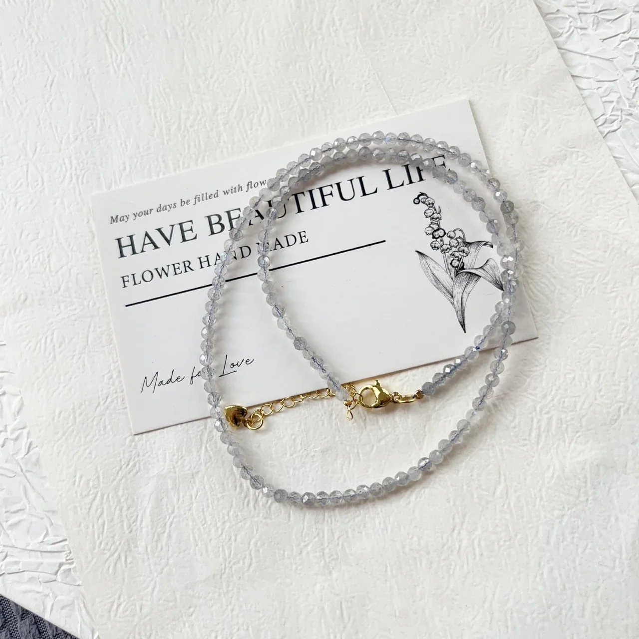 Luminous Faceted Crystal Bead Heart Charm Necklace