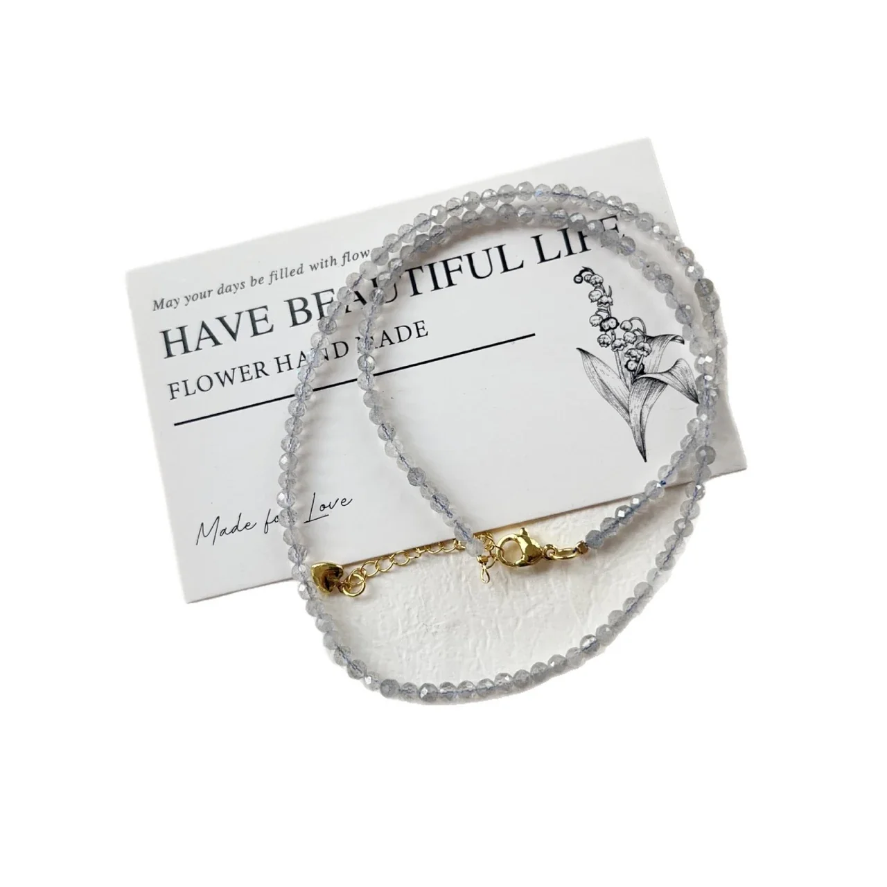 Luminous Faceted Crystal Bead Heart Charm Necklace