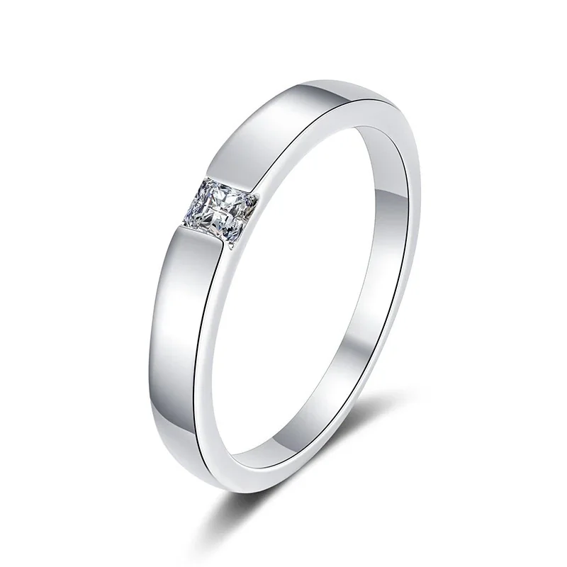 Minimal Princess-Cut 925 Sterling Silver Flush-Set Ring