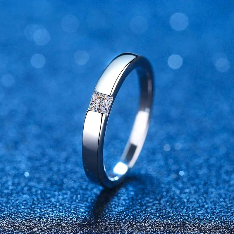 Minimal Princess-Cut 925 Sterling Silver Flush-Set Ring