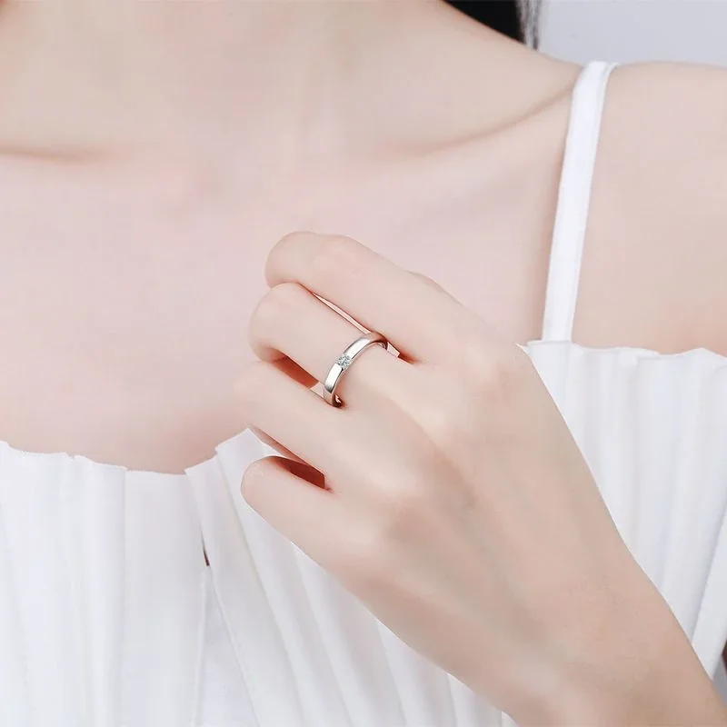 Minimal Princess-Cut 925 Sterling Silver Flush-Set Ring