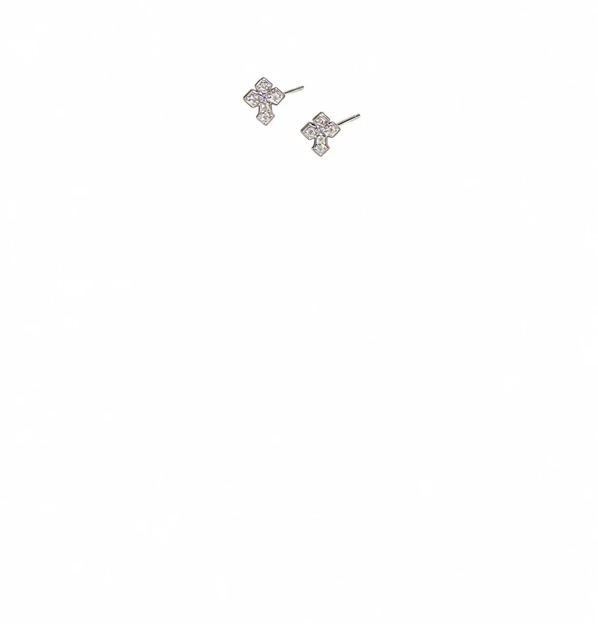 Radiant 925 Sterling Silver Prong-Set Cross Stud Earrings - Stud with PE Box