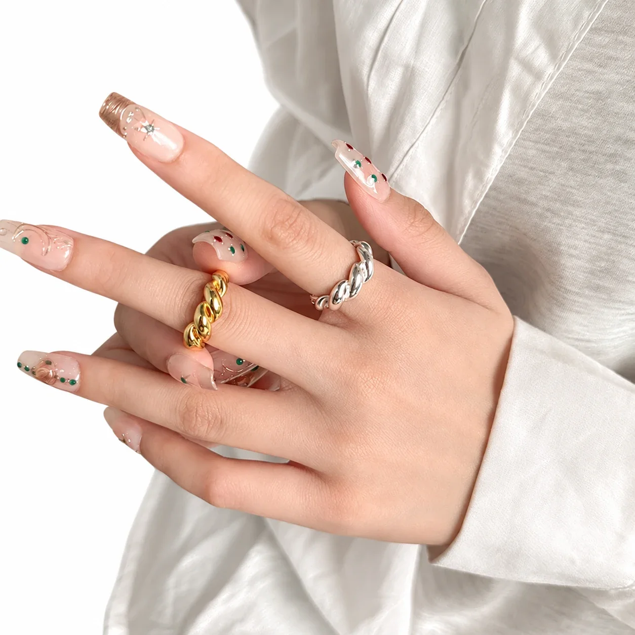 Sculptural 925 Sterling Silver Twisted Open-Front Ring