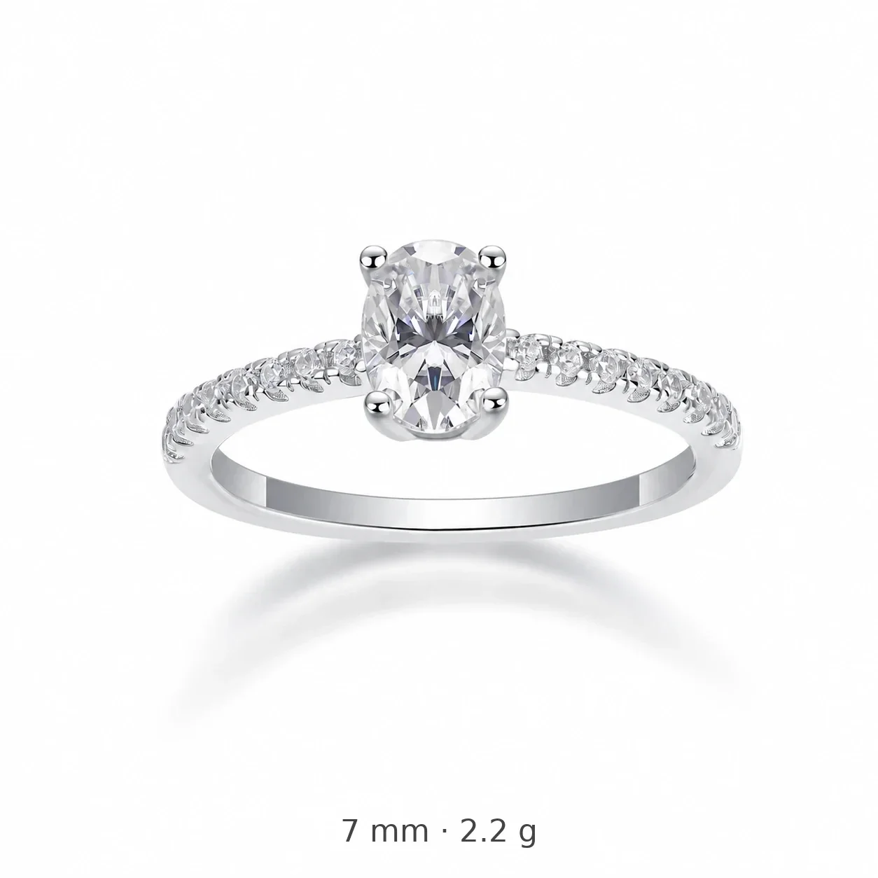 Radiant 925 Sterling Silver Oval Pavé Moissanite Ring - Silver