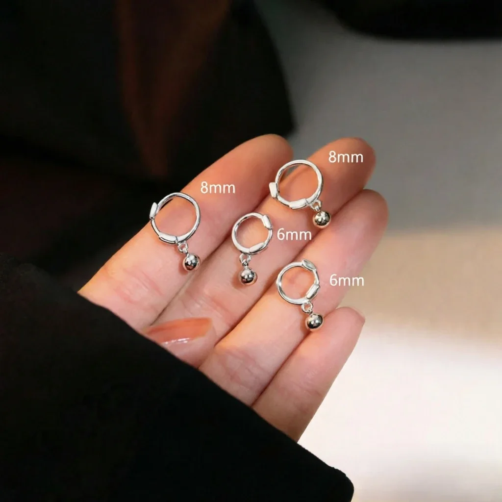 Minimal Copper Bead-Drop Round Hoop Earrings