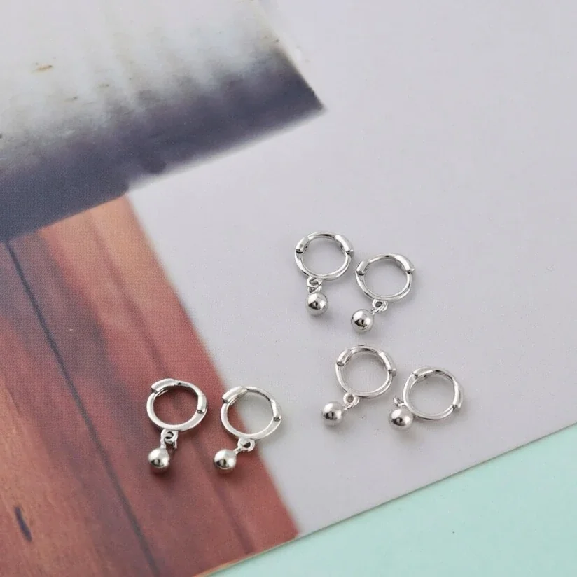 Minimal Copper Bead-Drop Round Hoop Earrings