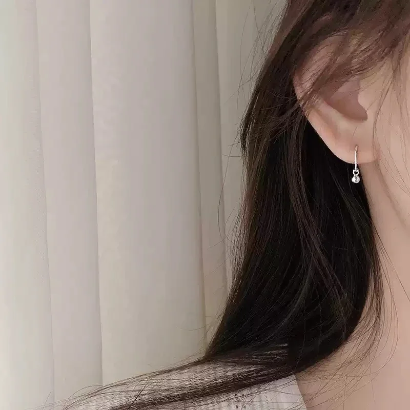 Minimal Copper Bead-Drop Round Hoop Earrings