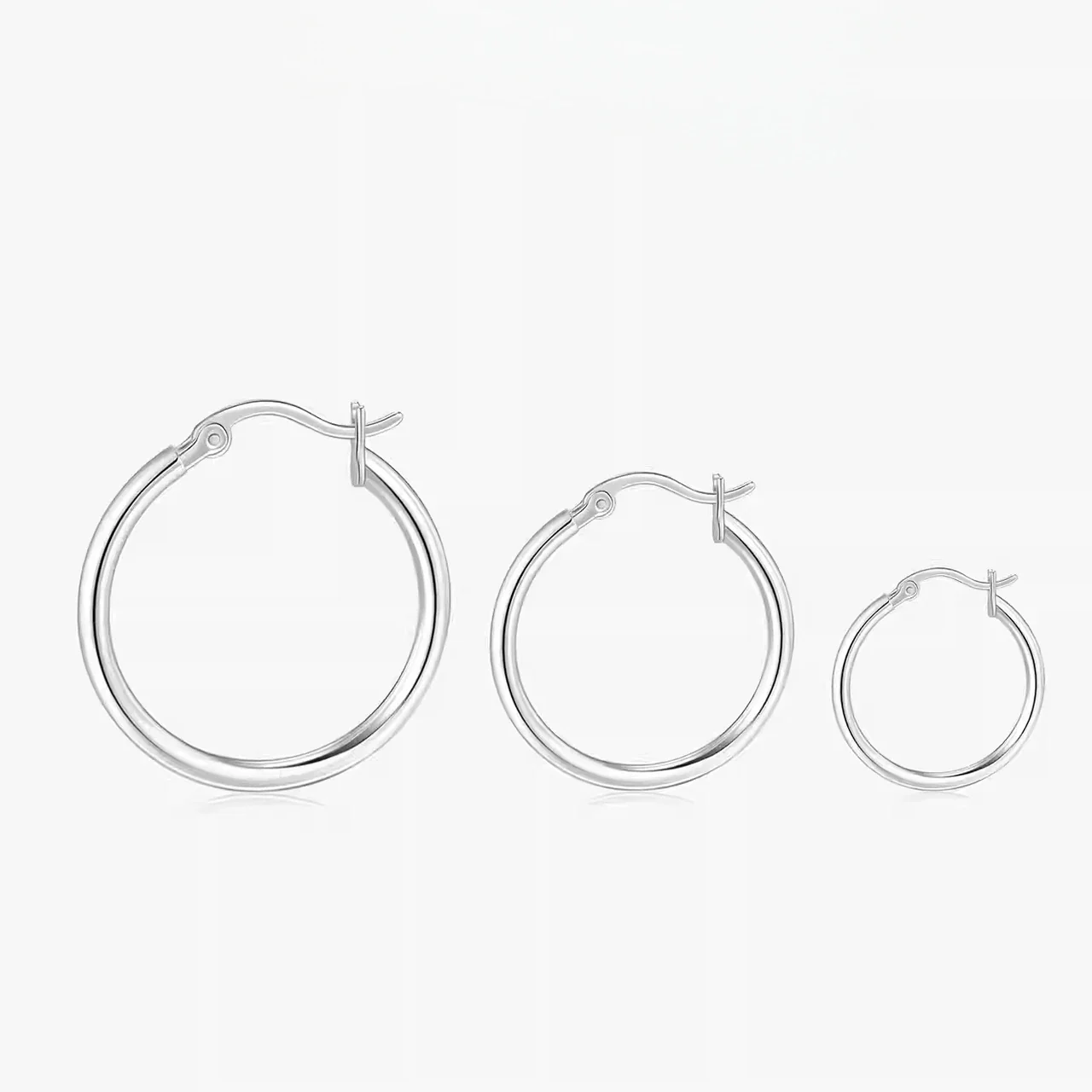Minimalist Electroplated Round Tube 925 Sterling Silver Hoop Earrings