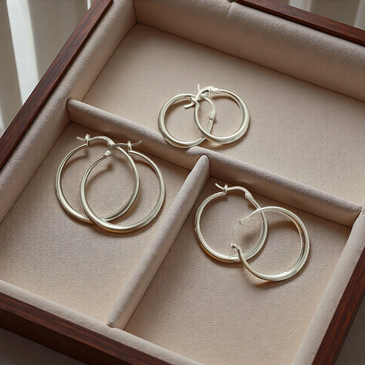 Minimalist Electroplated Round Tube 925 Sterling Silver Hoop Earrings - Silver 20 mm