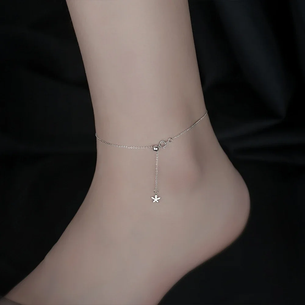 Delicate 925 Sterling Silver Butterfly Drop Anklet