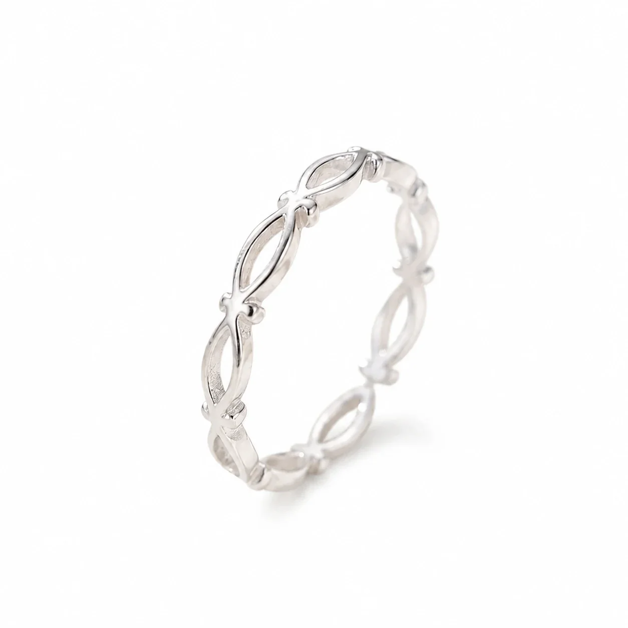 Lithe 925 Sterling Silver Open Oval Link Adjustable Ring