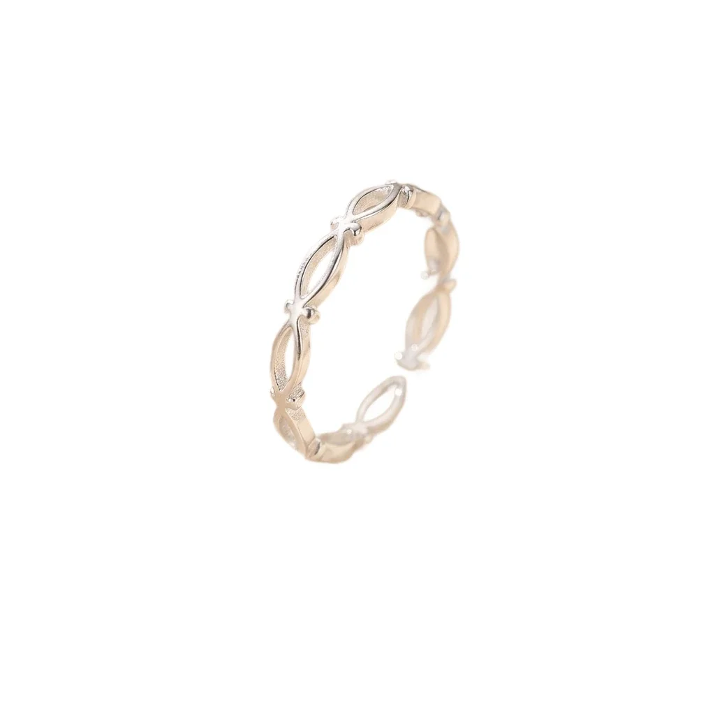 Lithe 925 Sterling Silver Open Oval Link Adjustable Ring