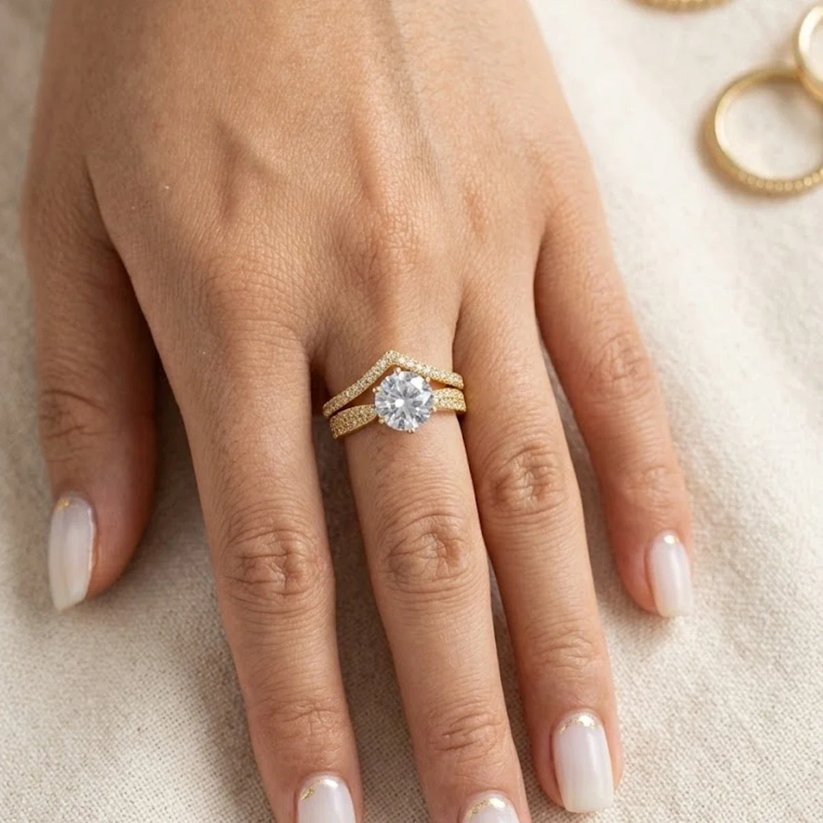 Split-Shank 14K Gold-Plated Pavé Solitaire Ring