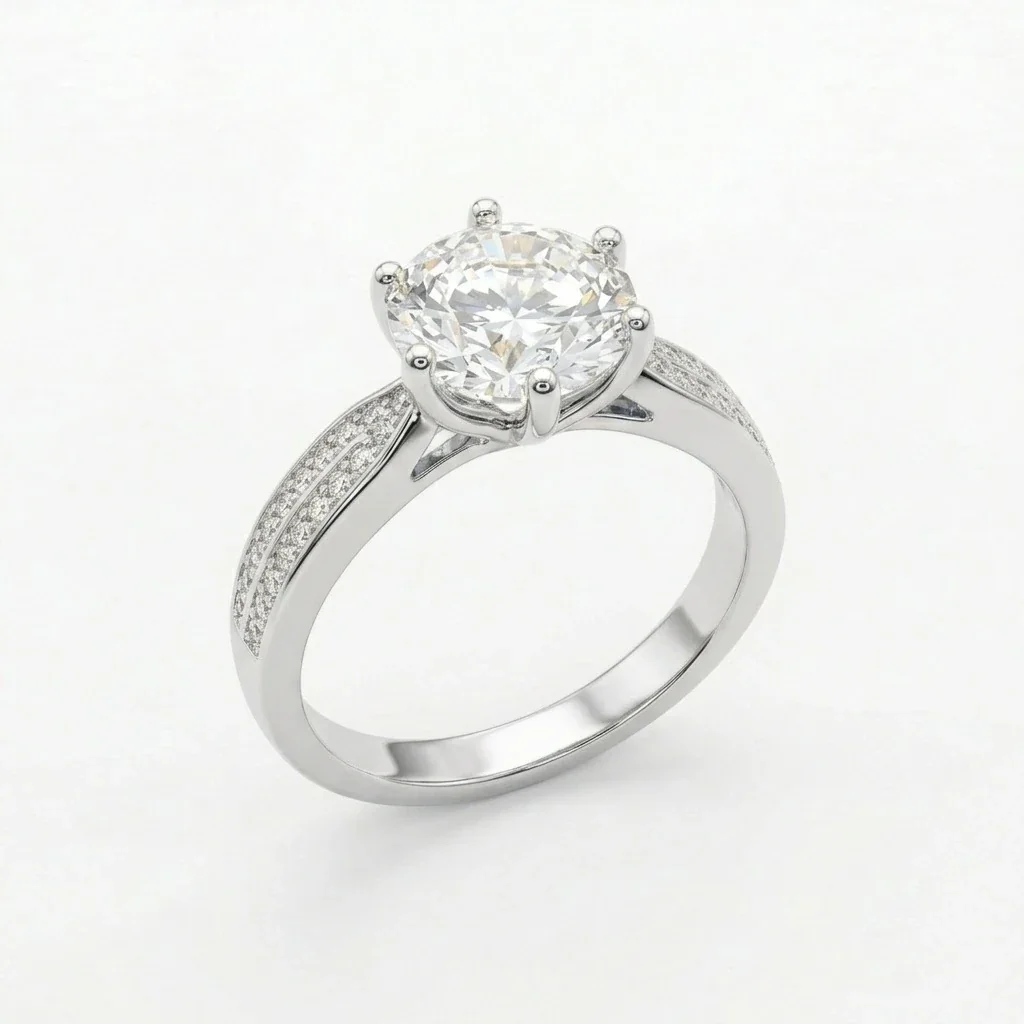 Split-Shank 14K Gold-Plated Pavé Solitaire Ring