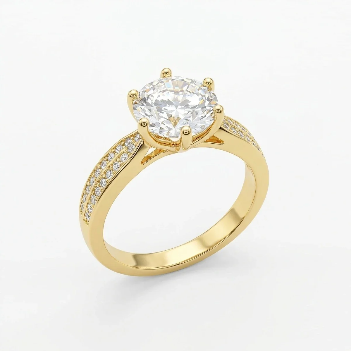 Split-Shank 14K Gold-Plated Pavé Solitaire Ring - Gold